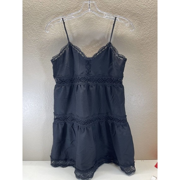 Express Dresses & Skirts - Express Mini Dress Size M Black Lace Stappy Lined Tiered
